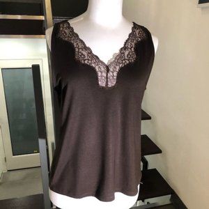 Ralf Lauren Sleeveless Lace Brown Tank Top